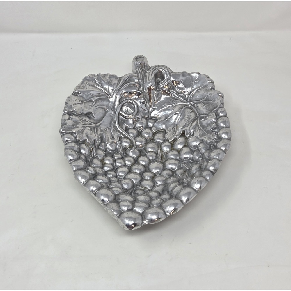 Vintage Wilton RWP Pewter Grape Leaf Footed Dish Candy Nut Bowl 10 Inch MCM
